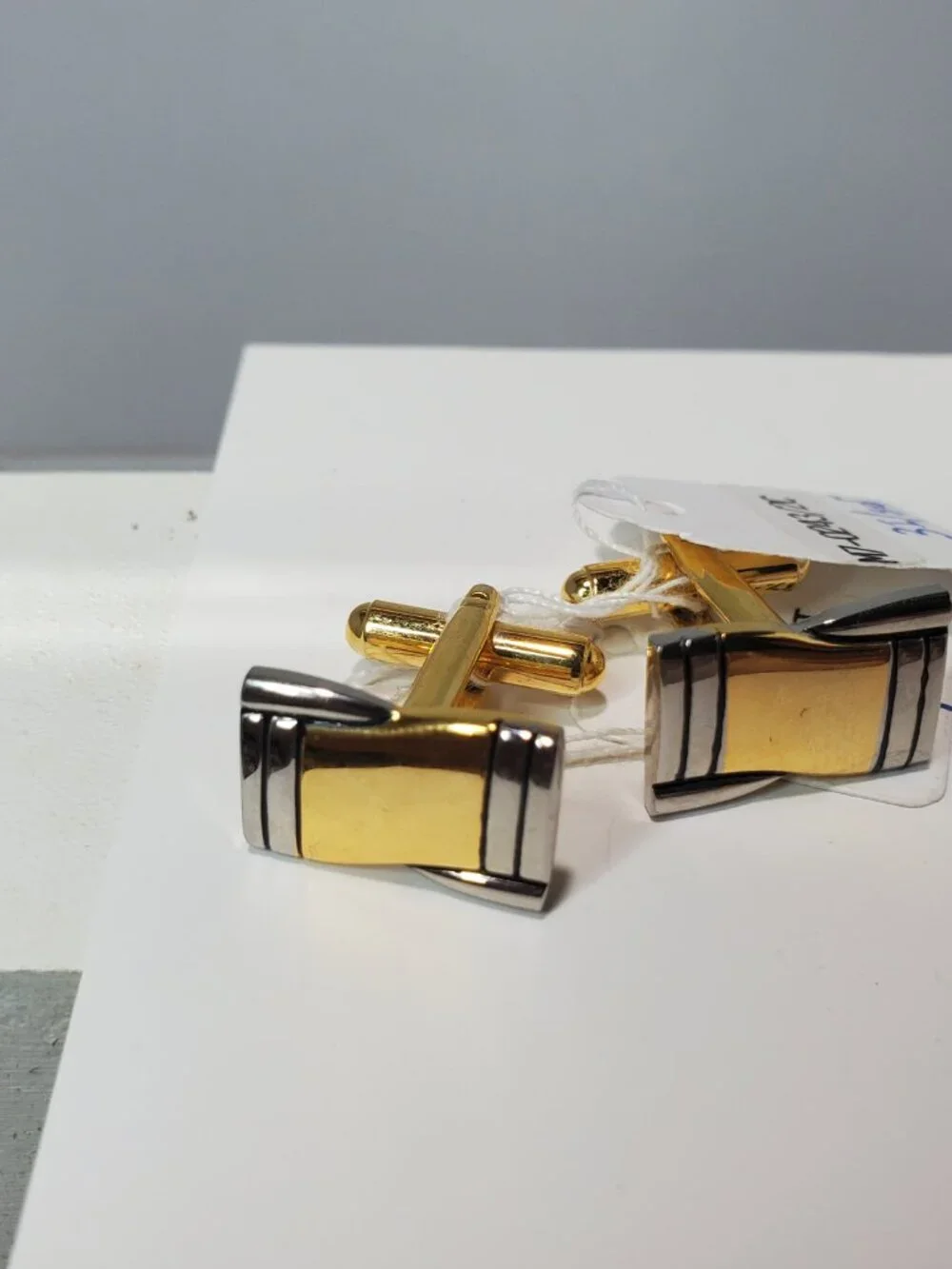 Vintage Two-Tone Gold and Silver-Plated 3-Piece Tie Clip & Cufflinks Set